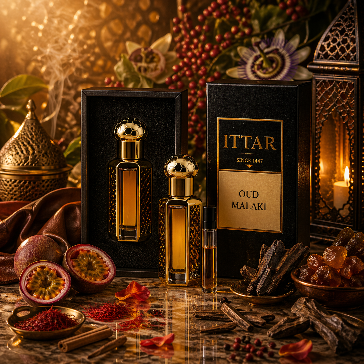 Oud Malaki | Huile parfumée attar sans alcool fruitée et cuirée