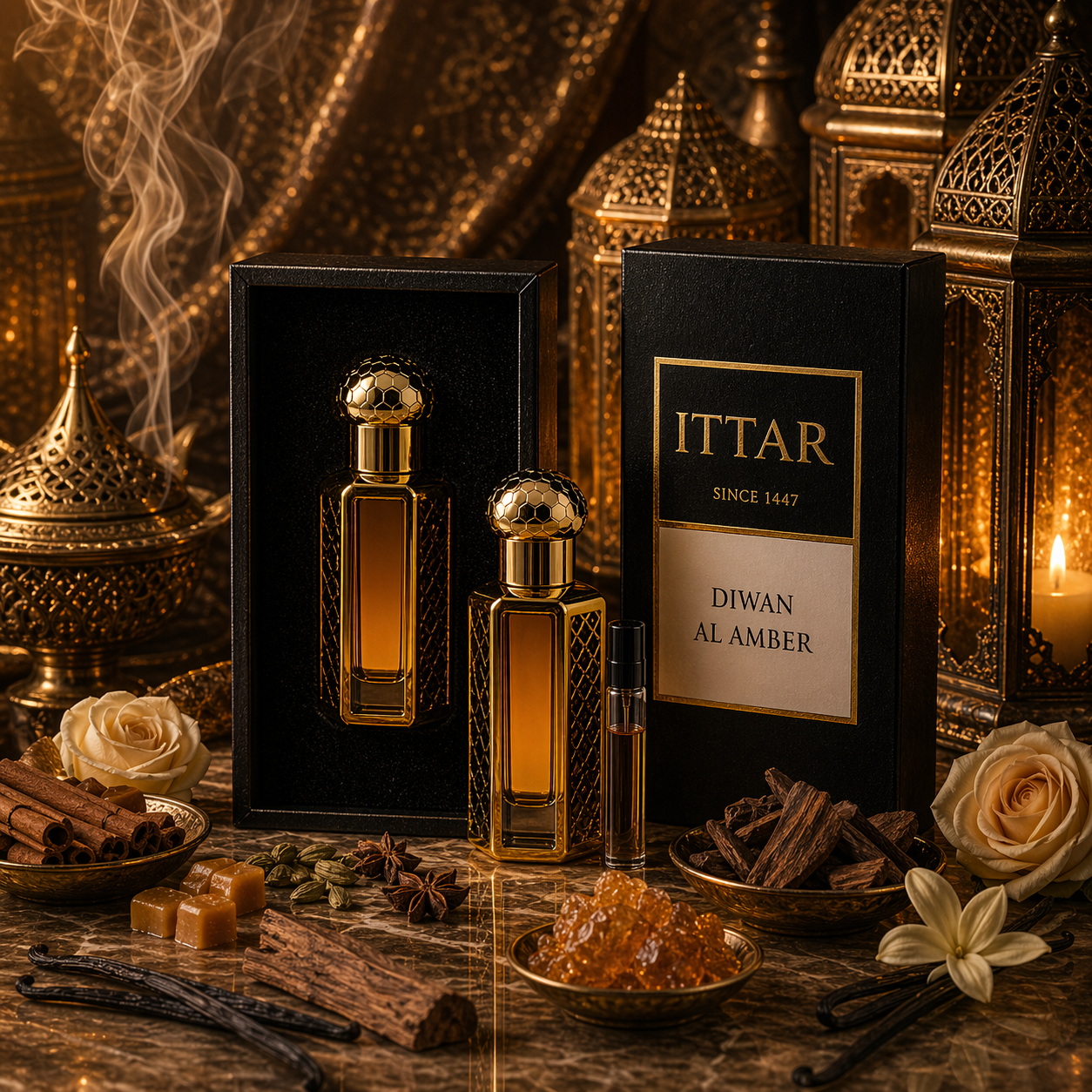 Diwan Al Amber | Huile parfumée attar sans alcool gourmande et ambrée